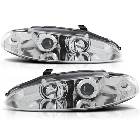 Lampy przód Mitsubishi Eclipse 95-96 Angel Eyes CHROM soczewka ringi LPMI01