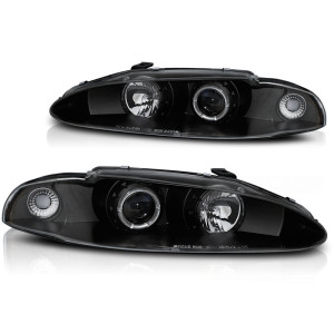 Lampy przód Mitsubishi Eclipse 95-96 Angel Eyes BLACK soczewka ringi LPMI02