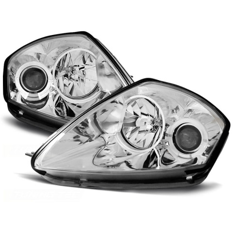 Lampy przód Mitsubishi Eclipse 00-05 clear Angel Eyes CHROM ringi LPMI05