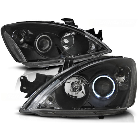 Lampy przód Mitsubishi Lancer 7 clear Angel Eyes BLACK ringi LPMI12