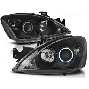 Lampy przód Mitsubishi Lancer 7 clear Angel Eyes BLACK ringi LPMI12