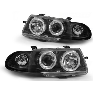 Lampy przód Opel Astra F 91-94 clear Angel Eyes BLACK soczewka LPOP02