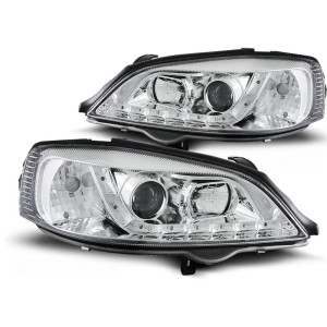 Lampy przód Opel Astra G - diodowe CHROM LED - LPOP37