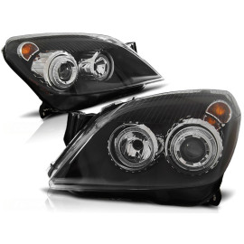 Lampy przód Opel Astra H BLACK Angel Eyes soczewka Ringi LPOP72 DEPO