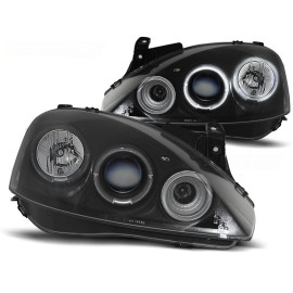 Lampy przód Opel Corsa C clear Angel Eyes BLACK soczewka ringi LPOP29