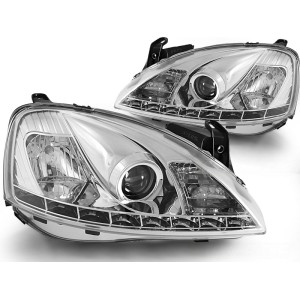 Lampy przód Opel Corsa C - diodowe CHROM LED - LPOP43