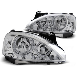 Lampy przód Opel Corsa C clearglass CHROM Angel Eyes LPOP92 DEPO