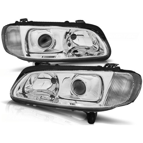 Lampy przód Opel Omega B clear CHROM soczewkowe LPOP05