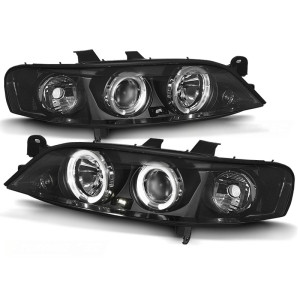 Lampy przód Opel Vectra B 95-98 clearglass BLACK Angel Eyes LPOP21
