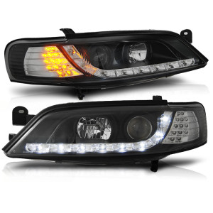 Lampy przód Opel Vectra B 95-98 BLACK kierunkowskazy diodowe LED LPOP74