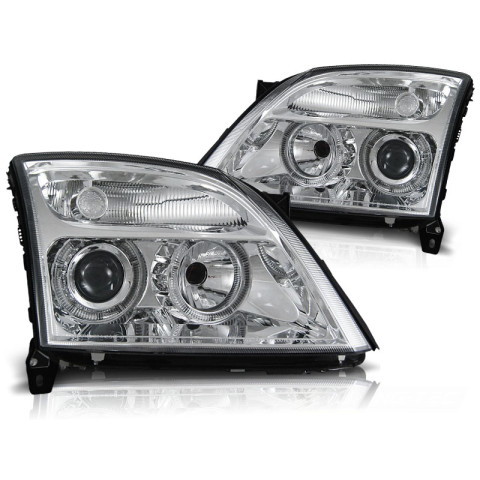 Lampy przód Opel Vectra C 02-04 clearglass CHROM Angel Eyes LPOP25 DEPO
