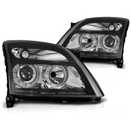 Lampy przód Opel Vectra C 02-04 clearglass BLACK Angel Eyes LPOP33 DEPO