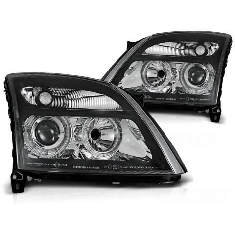 Lampy przód Opel Vectra C 02-04 clearglass BLACK Angel Eyes LPOP33 DEPO