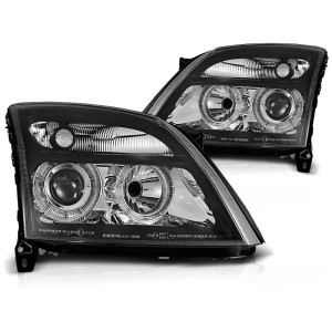 Lampy przód Opel Vectra C 02-04 clearglass BLACK Angel Eyes LPOP33 DEPO