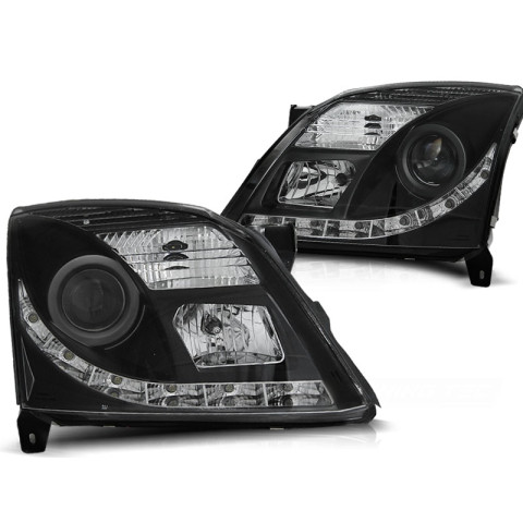 Lampy przód Opel Vectra C 02-05 DAYLINE BLACK DRL jazdy dziennej LPOP78