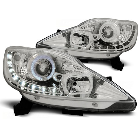 Lampy przód Peugeot 107 diodowe CHROM LPPE24