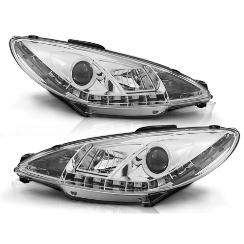 Lampy przód Peugeot 206 - diodowe CHROM LED - LPPE18