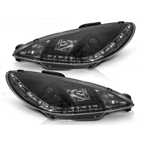 Lampy przód Peugeot 206 - diodowe BLACK LED - LPPE19