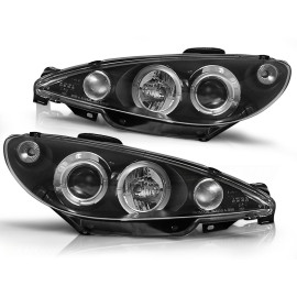 Lampy przód Peugeot 206 02- Angel Eyes Black - Ringi LPPE03