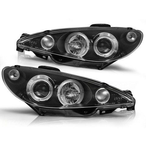 Lampy przód Peugeot 206 02- Angel Eyes Black - Ringi LPPE03