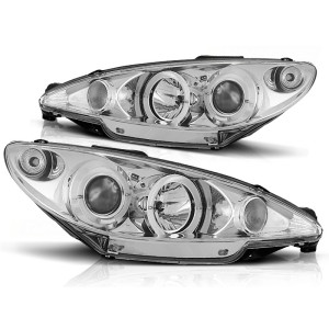 Lampy przód Peugeot 206 02- ANGEL EYES CHROM + RINGI LPPE07
