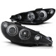 Lampy przód Peugeot 206 98- Clearglass Angel Eyes Black - FK LPPE27