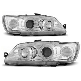 Lampy przód Peugeot 306 93-97 clear Angel Eyes CHROM soczewka ringi LPPE08