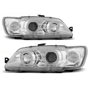 Lampy przód Peugeot 306 93-97 clear Angel Eyes CHROM soczewka ringi LPPE08