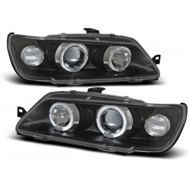 Lampy przód Peugeot 306 93-97 clear Angel Eyes BLACK soczewka ringi LPPE11