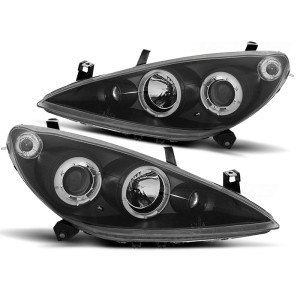 Lampy przód Peugeot 307 clear Angel Eyes BLACK soczewka ringi LPPE10