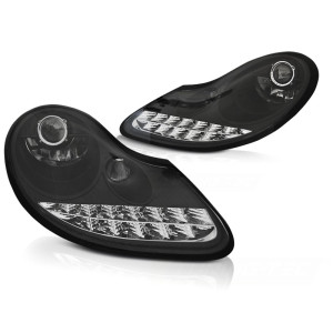 Lampy przód PORSCHE BOXSTER / 911 996 - BLACK LED - diodowe LPPO02