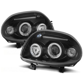 Lampy przód Renault Clio 98-01 clear Angel Eyes BLACK soczewka ringi LPRE22