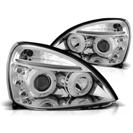 Lampy przód Renault Clio 01-05 clear Angel Eyes CHROM soczewka ringi LPRE13