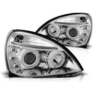 Lampy przód Renault Clio 01-05 clear Angel Eyes CHROM soczewka ringi LPRE13