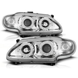 Lampy przód Renault Megane 96-99 clear Angel Eyes CHROM ringi LPRE05