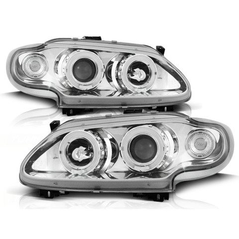 Lampy przód Renault Megane 96-99 clear Angel Eyes CHROM ringi LPRE05