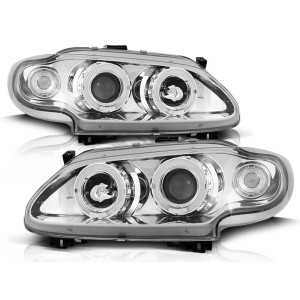 Lampy przód Renault Megane 96-99 clear Angel Eyes CHROM ringi LPRE05