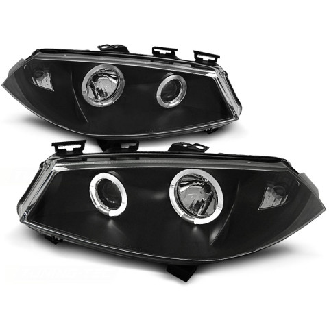 Lampy przód Renault Megane 02-05 clear Angel Eyes BLACK ringi LPRE12