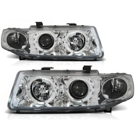 Lampy przód Seat Leon 1M 99-04 Angel Eyes CHROM soczewka ringi LPSE01