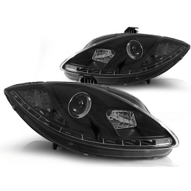 Lamy przód Seat Leon 1P 09-12 BLACK LED - diodowe DRL dzienne LPSE26