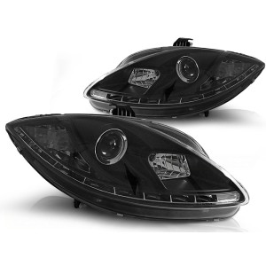 Lamy przód Seat Leon 1P 09-12 BLACK LED - diodowe DRL dzienne LPSE26