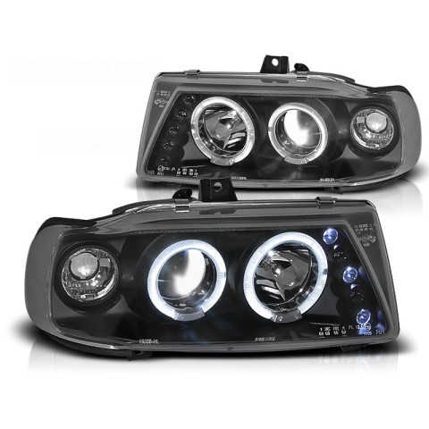 Lampy przód Seat Ibiza / Cordoba 93-99 Angel Eyes BLACK soczewkowe LPSE04