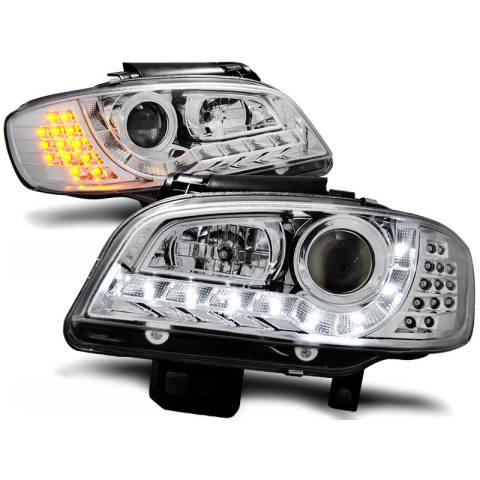 Lampy przód Seat Ibiza 99-02 - diodowe CHROM - kierunkowskaz LED LPSE21