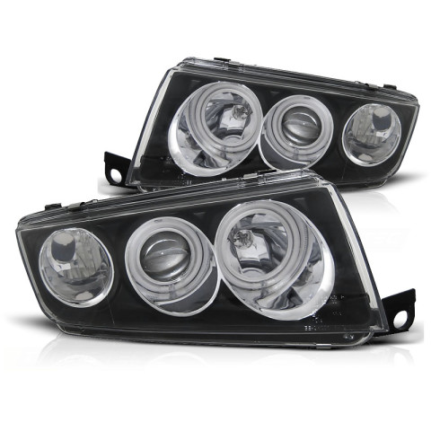 Lampy przód Seat Fabia 99- clear Angel Eyes BLACK soczewka ringi LPSK03