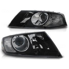 Lampy przód Skoda Octavia 2 04-08 Black Czarne DEPO LPSK15