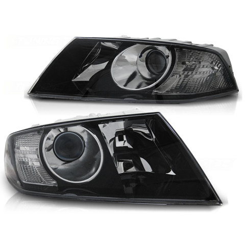 Lampy przód Skoda Octavia 2 04-08 Black Czarne DEPO LPSK15