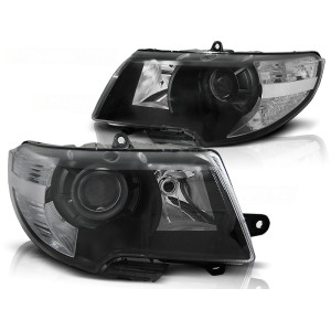 Lampy przód Skoda Superb 2 2008- BLACK czarne soczewkowe LPSK13 DEPO