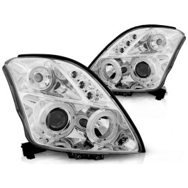 Lampy przód Suzuki Swift 05- clear Angel Eyes CHROM soczewka ringi LPSI01