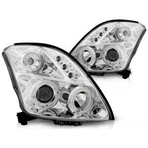 Lampy przód Suzuki Swift 05- clear Angel Eyes CHROM soczewka ringi LPSI01