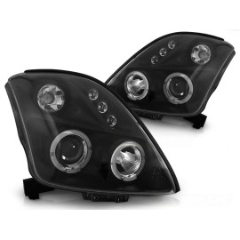 Lampy przód Suzuki Swift 05- clear Angel Eyes BLACK soczewka ringi LPSI02